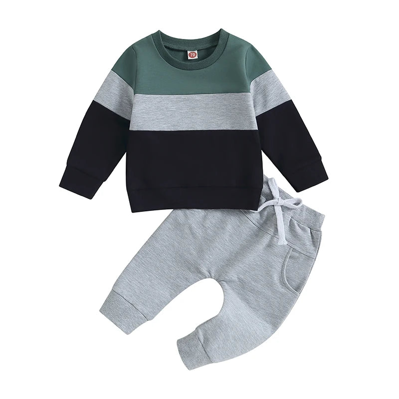 Autumn 2-Piece Cotton Outfit Set for Newborns - Rainbow Top and Pants for Boys and Girls