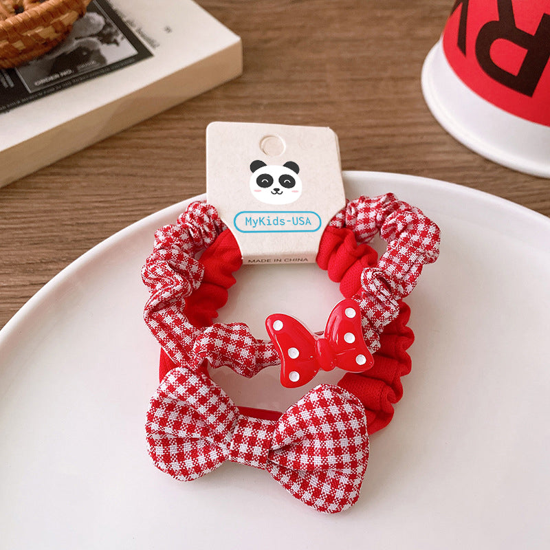 Versatile Red Cute Strawberry Little Bunny Fabric Hair Rope Hair Tie-2