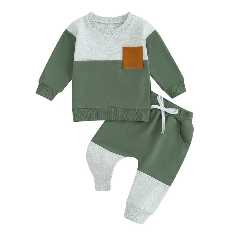 Autumn 2-Piece Cotton Outfit Set for Newborns - Rainbow Top and Pants for Boys and Girls