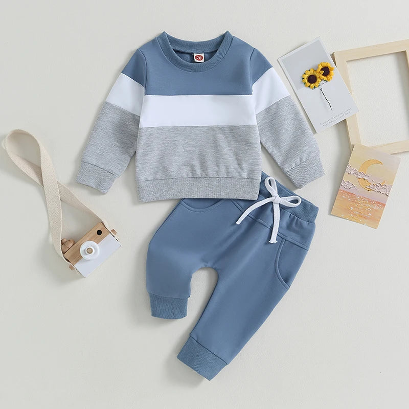 Autumn 2-Piece Cotton Outfit Set for Newborns - Rainbow Top and Pants for Boys and Girls