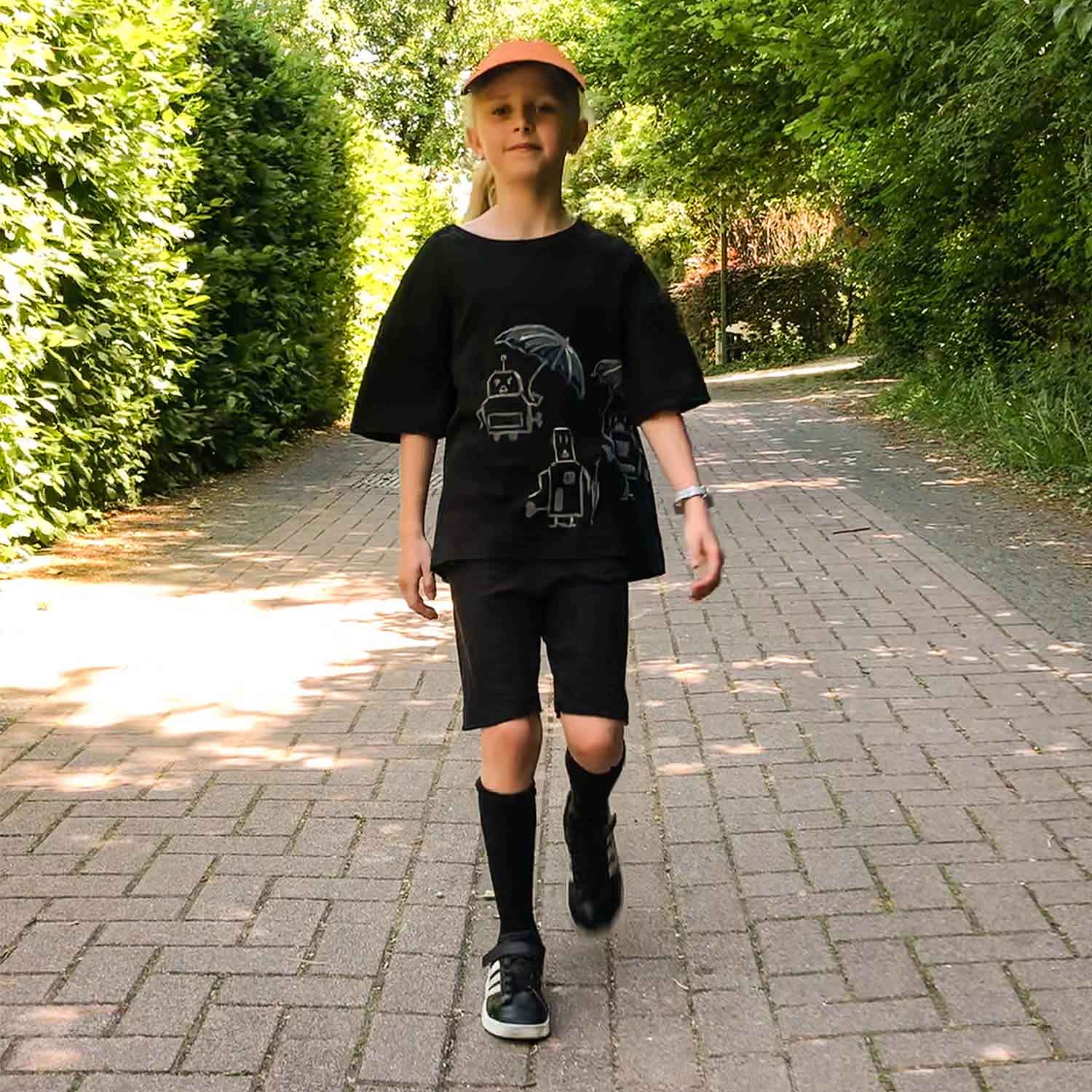 Zwarte Jersey Jongens en Meisjes Biker Shorts-1