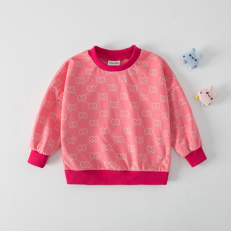 Autumn Arrival Baby Kids Girls Comfortable Geometric Pattern Knitted Long Sleeves Sweater-1