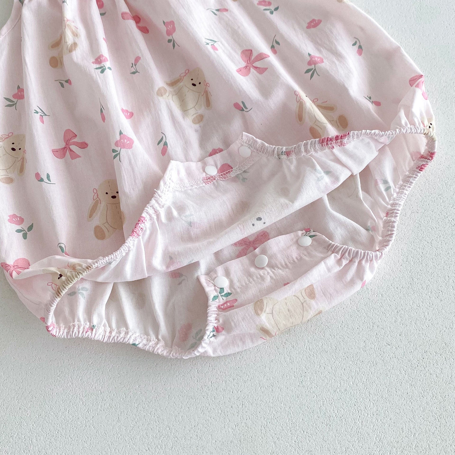 Arrival Summer Baby Kids Girls Flowers Pattern Sleeveless Strap Onesies And White Fly Sleeves Elastic T-Shirt Set-3