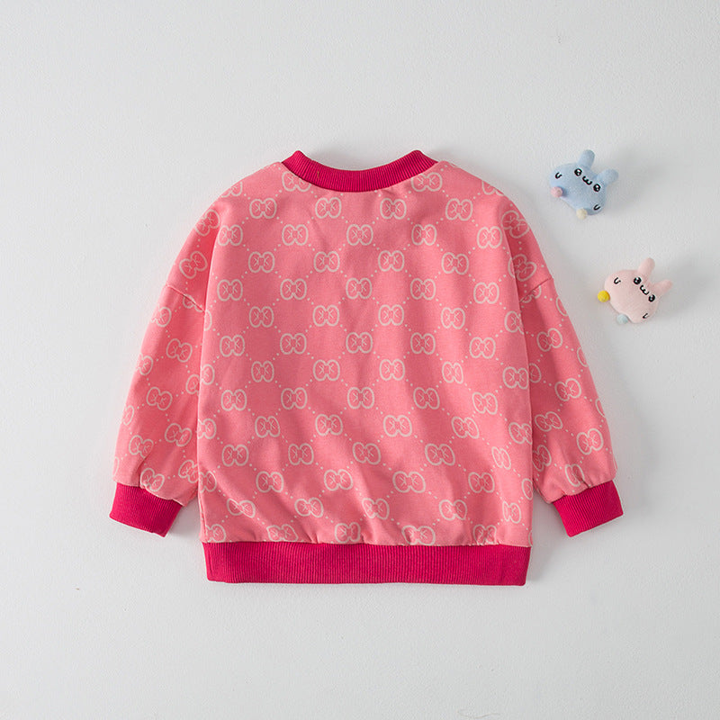 Autumn Arrival Baby Kids Girls Comfortable Geometric Pattern Knitted Long Sleeves Sweater-2