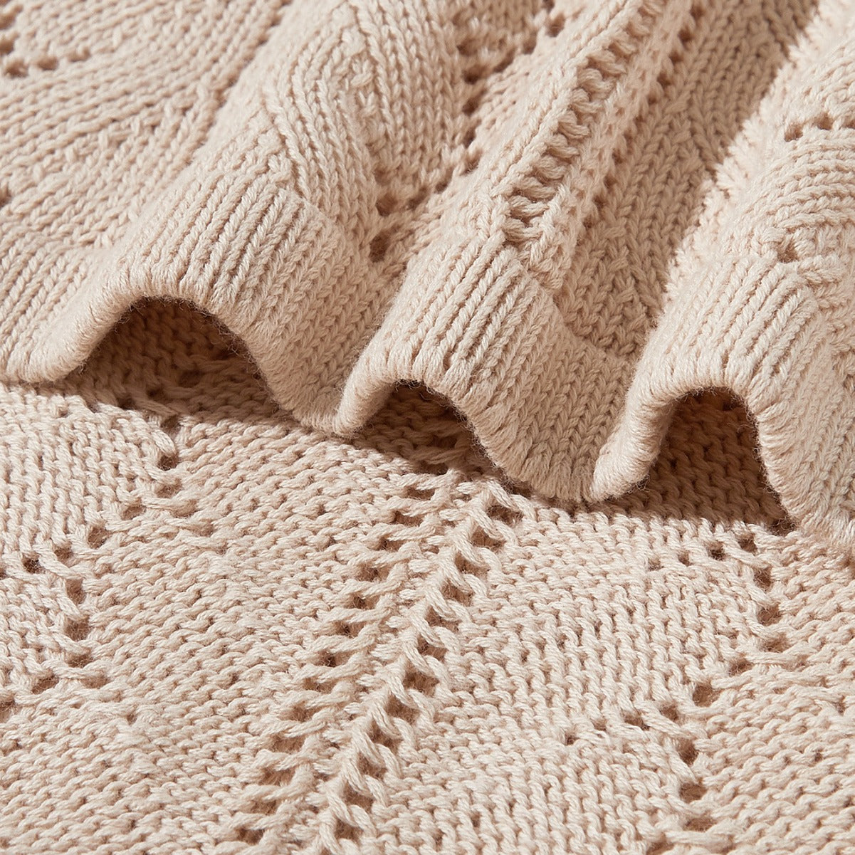 Arrival Knitted Baby Blanket With Hollow Out Design: Solid Color Pure Cotton Collection For All Seasons-2