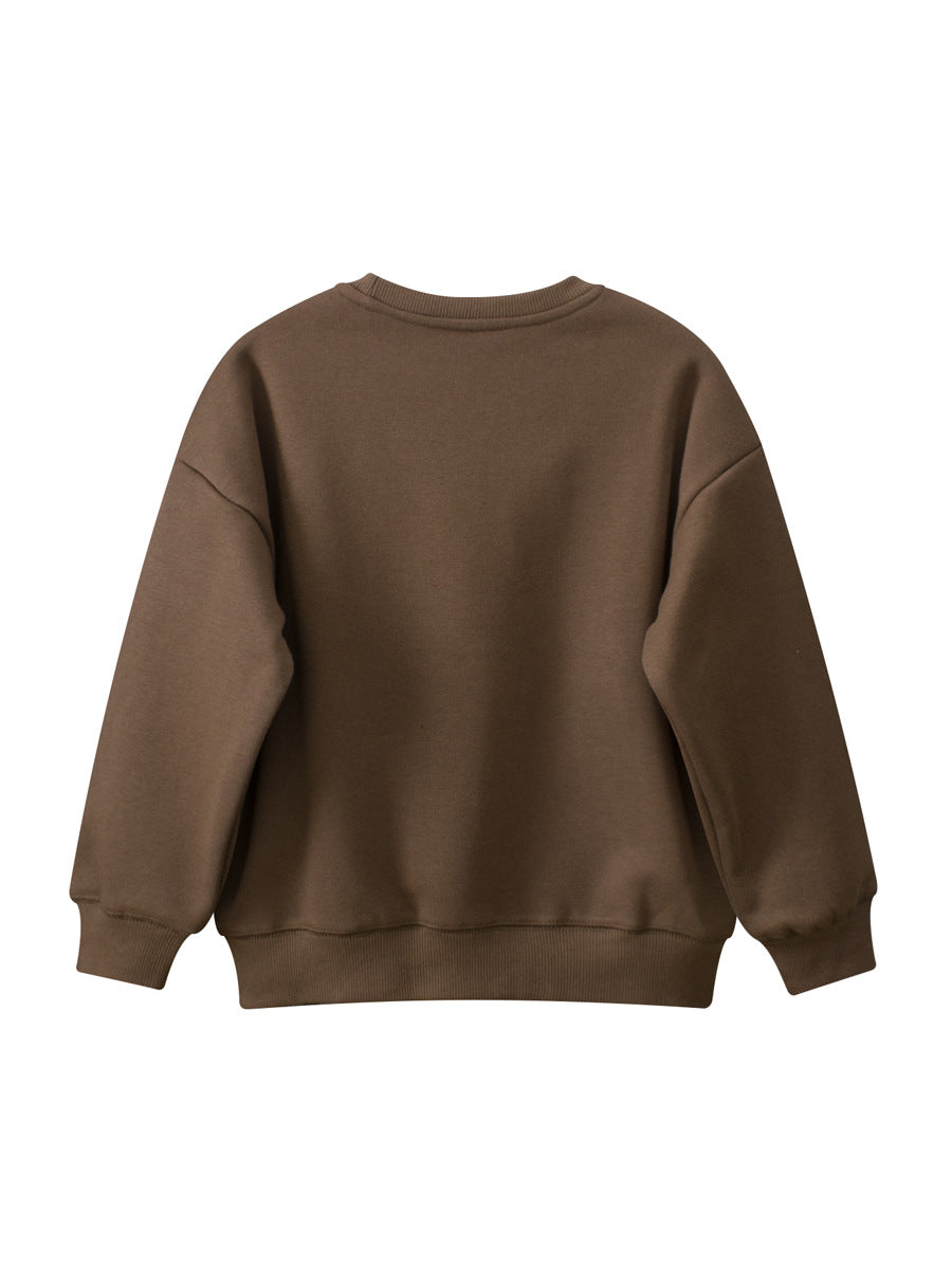 Winter Arrival Boys Landscape Print Crew Neck Long Sleeves Thick Sweatshirt-4
