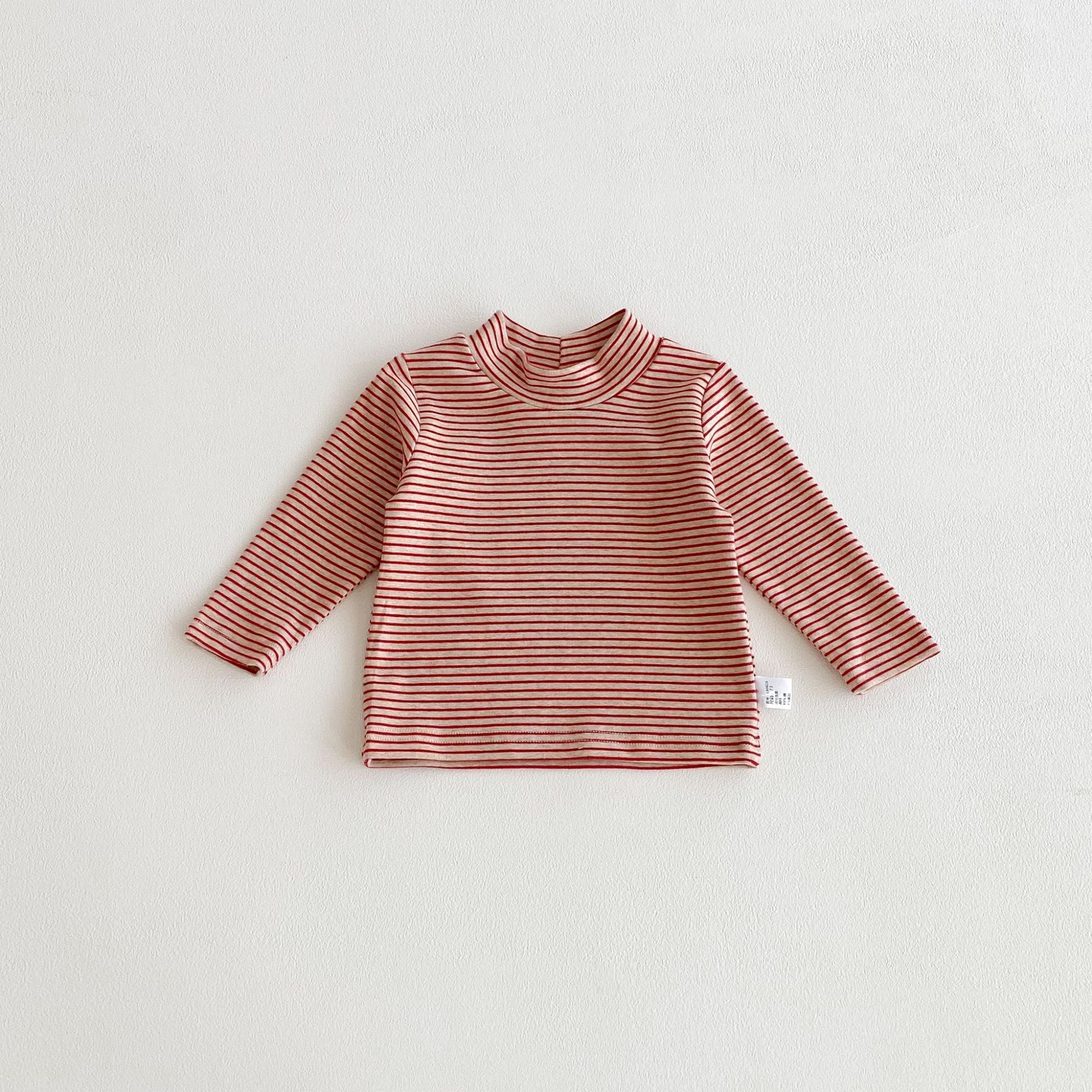 Autumn and Spring Arrival Kids Unisex Casual Striped Long Sleeves Turtleneck Top-4