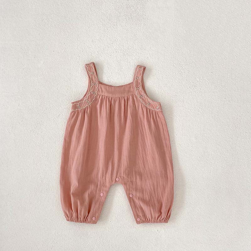 Arrival Autumn Baby Girls Floral Print Long Sleeves Top And Pink Strap Overalls Romper Clothing-4