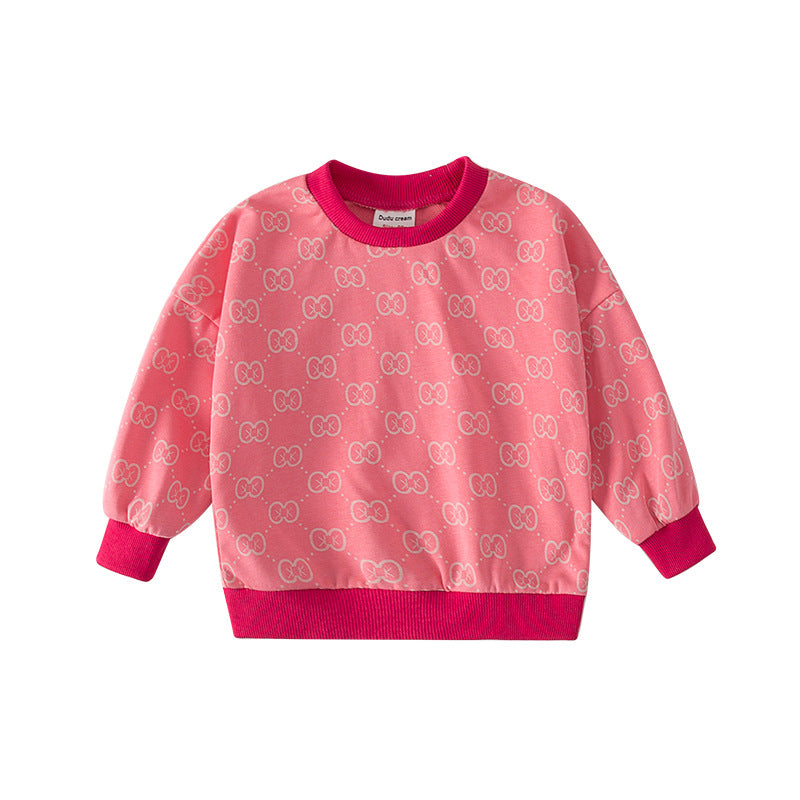 Autumn Arrival Baby Kids Girls Comfortable Geometric Pattern Knitted Long Sleeves Sweater-4