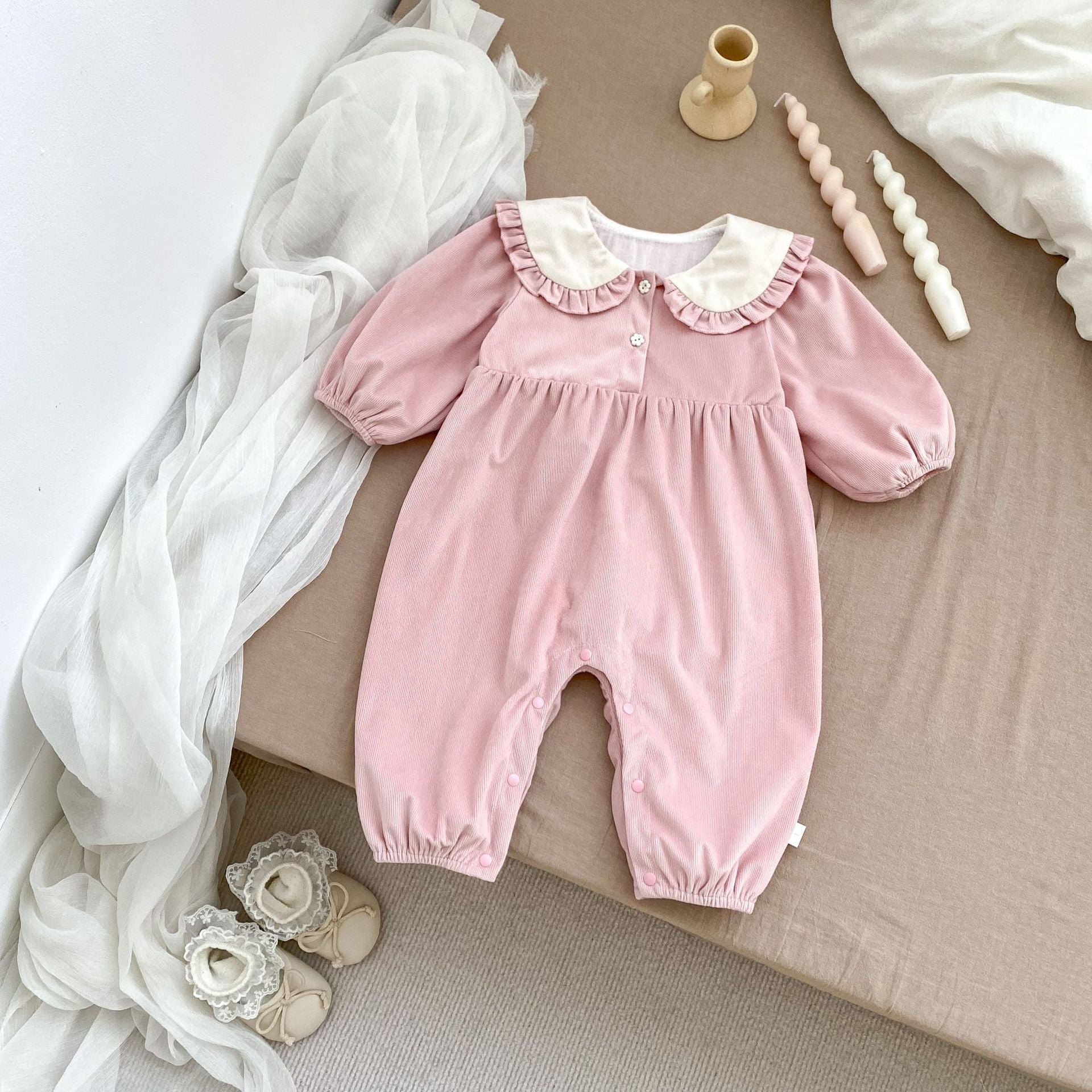 Aankomst Herfst Baby Meisjes Lange Mouwen Konijnen Ontwerp Romper-1