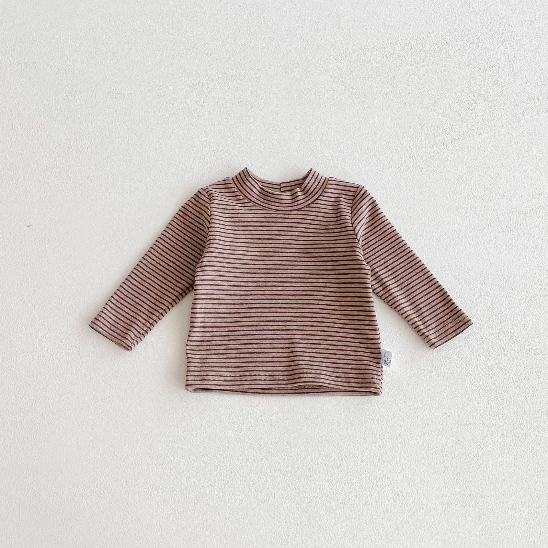 Autumn and Spring Arrival Kids Unisex Casual Striped Long Sleeves Turtleneck Top-6