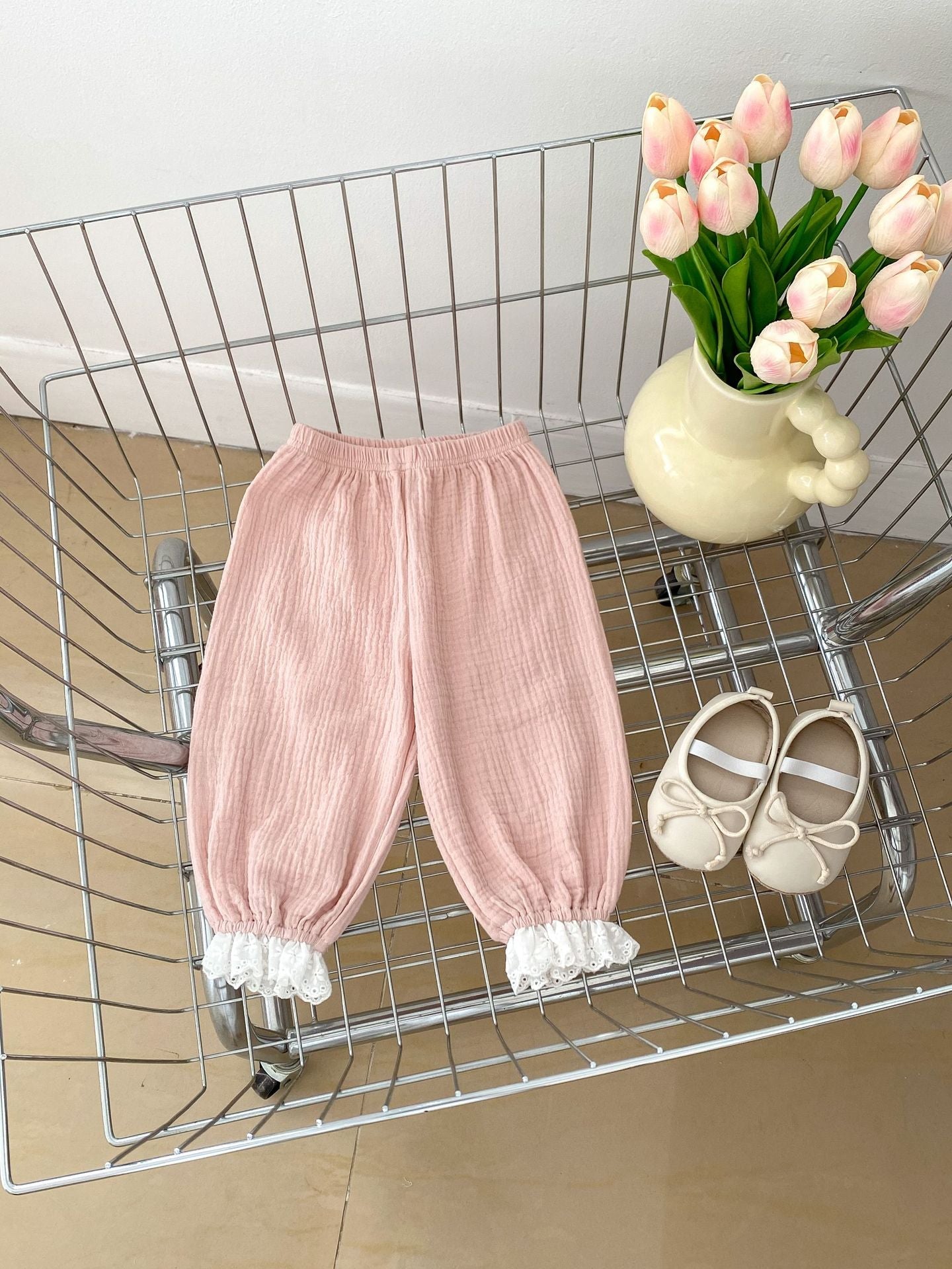 Arrival Summer Baby Kids Girls Breathable Simple Cheap Lace Trim Pants-2