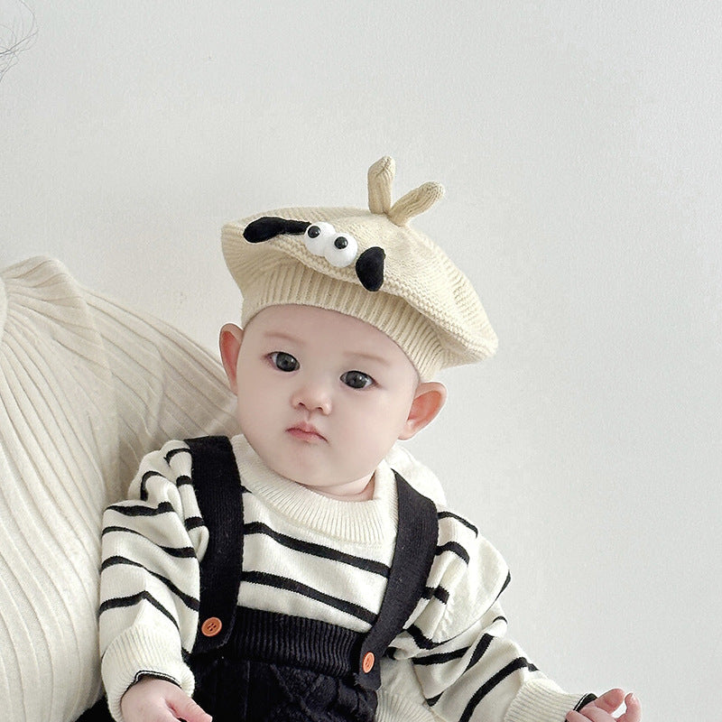 Winter and Autumn Cute Cartoon Knited Hat for Baby: Painter’s Beret Hat-5