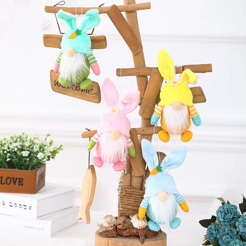 Easter Bunny Gnome Doll Elf Figure Pendant Decorative Props-0