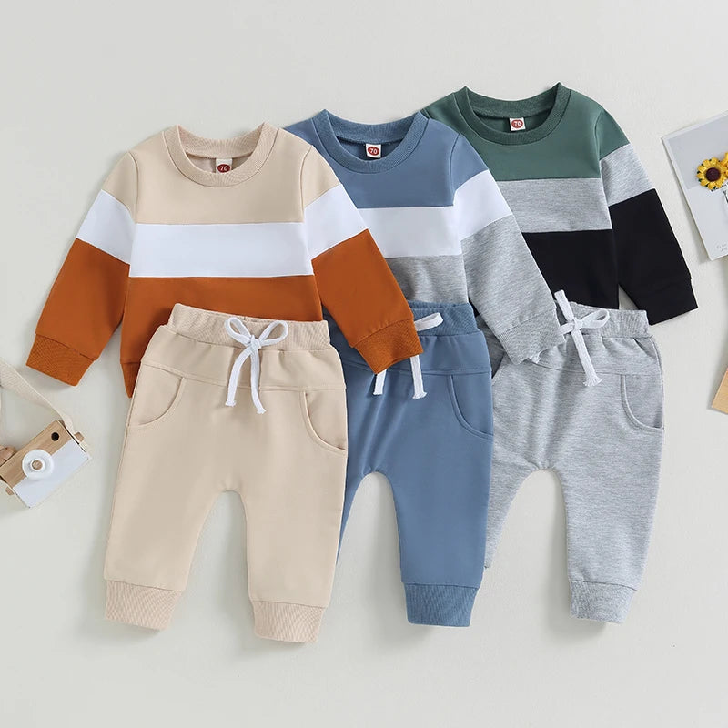 Autumn 2-Piece Cotton Outfit Set for Newborns - Rainbow Top and Pants for Boys and Girls