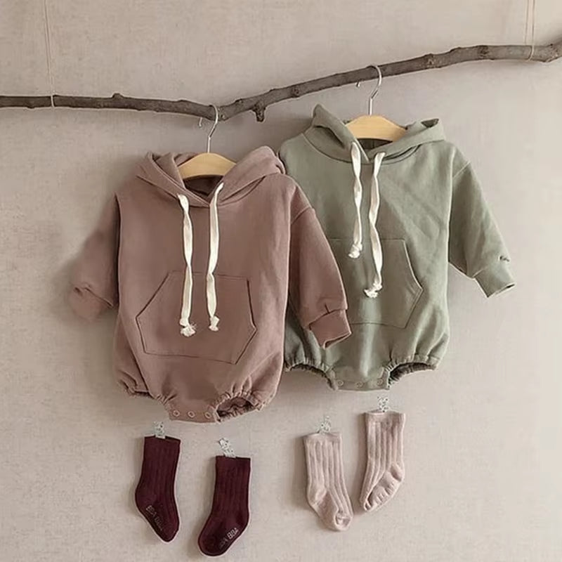 2022 Baby Girls' Velvet Winter Jumpsuit - Casual Cotton Hoodie for Active Play and Climbing