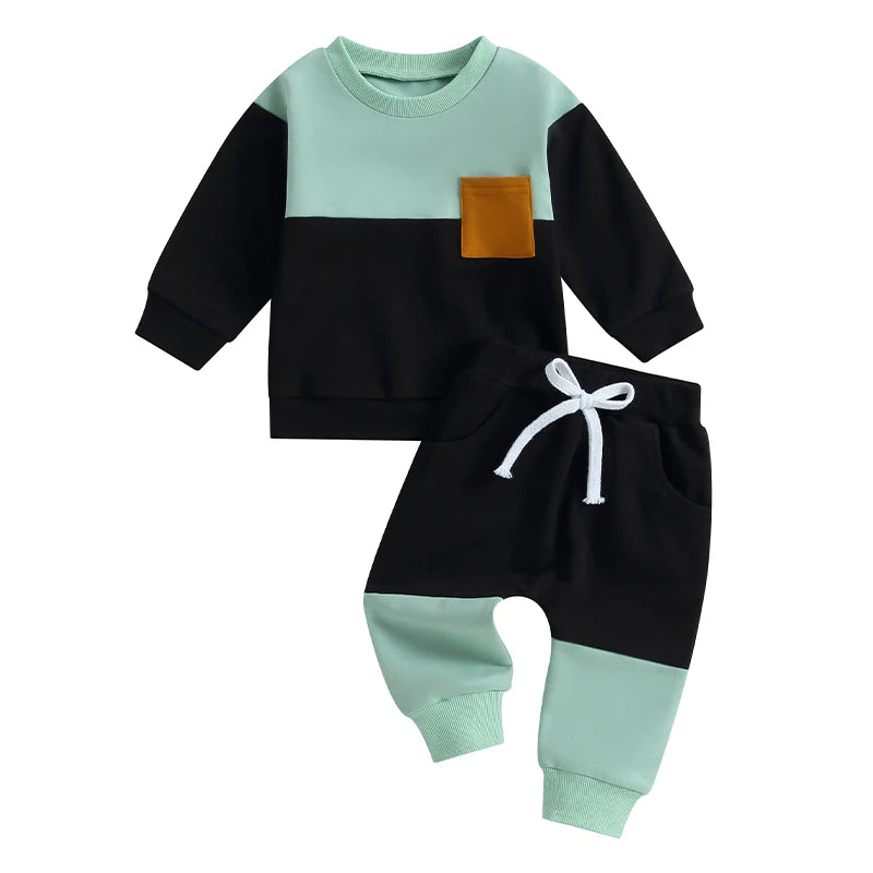 Autumn 2-Piece Cotton Outfit Set for Newborns - Rainbow Top and Pants for Boys and Girls