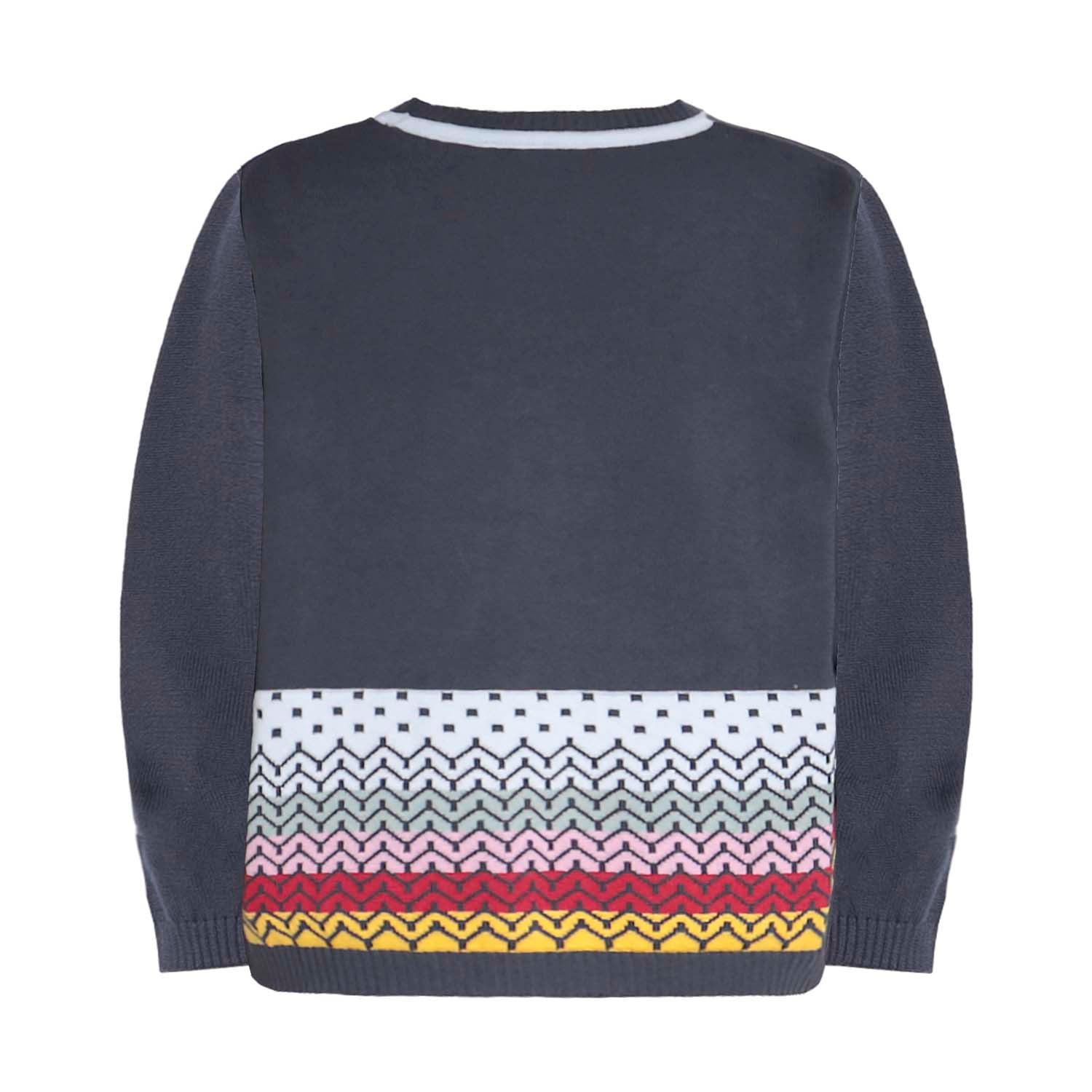 Grijs jongens- en meisjesvest met handborduursel-4