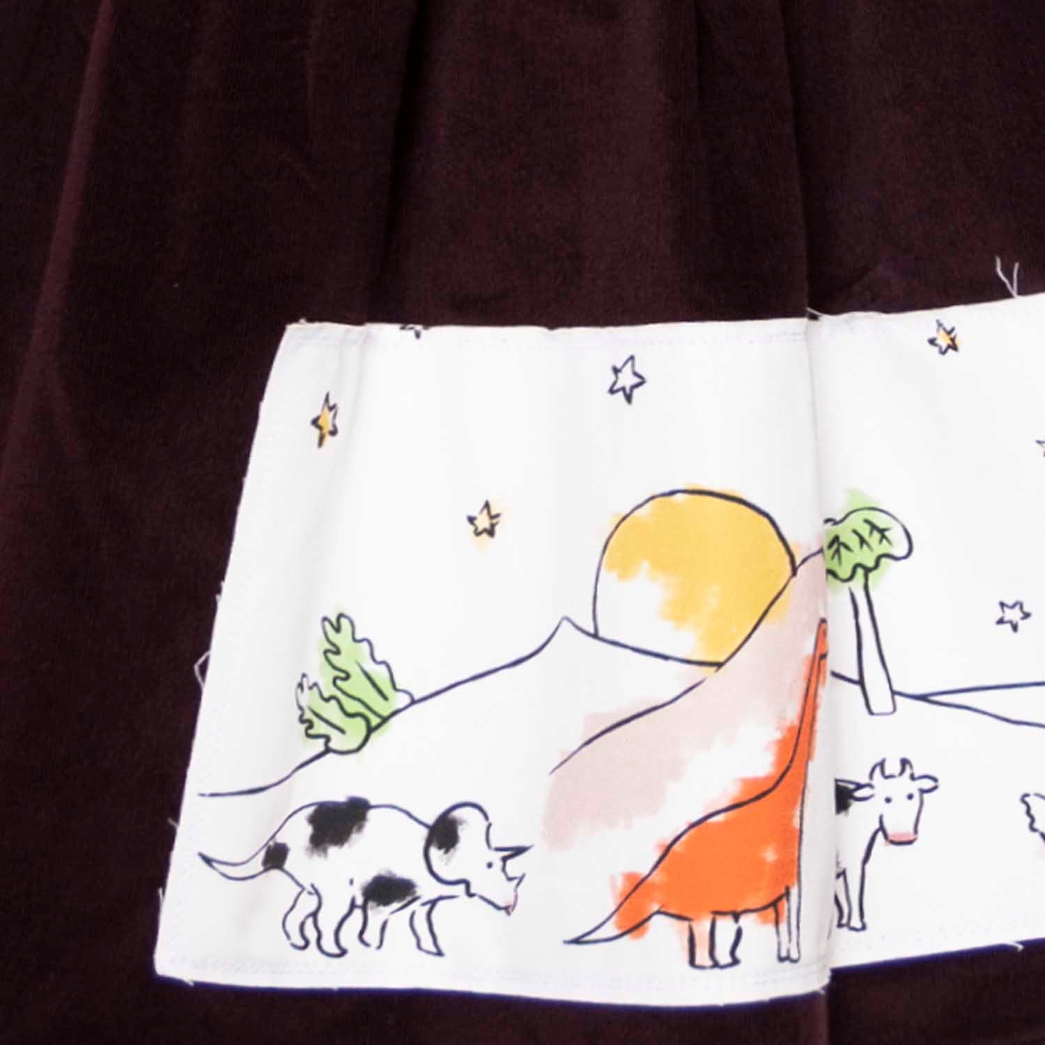 Fluwelen rok in Aubergine met Appliqué-2