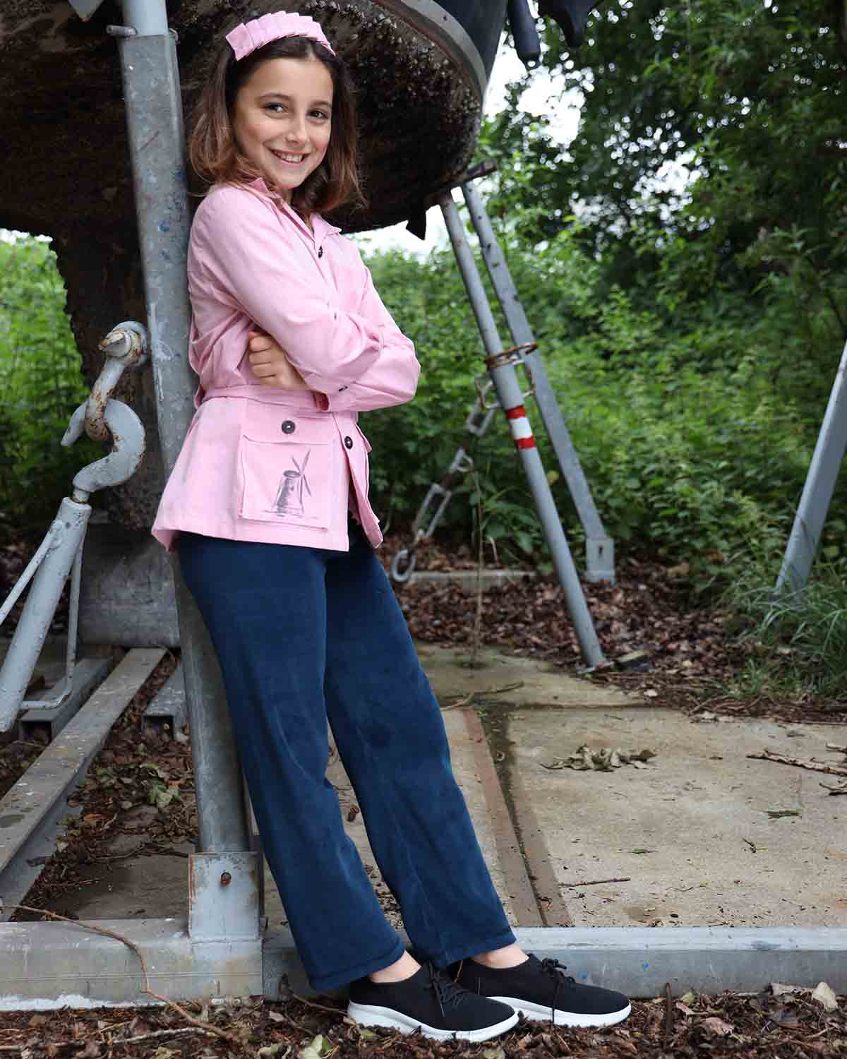 Koningsblauwe fluwelen kinderbroek-1