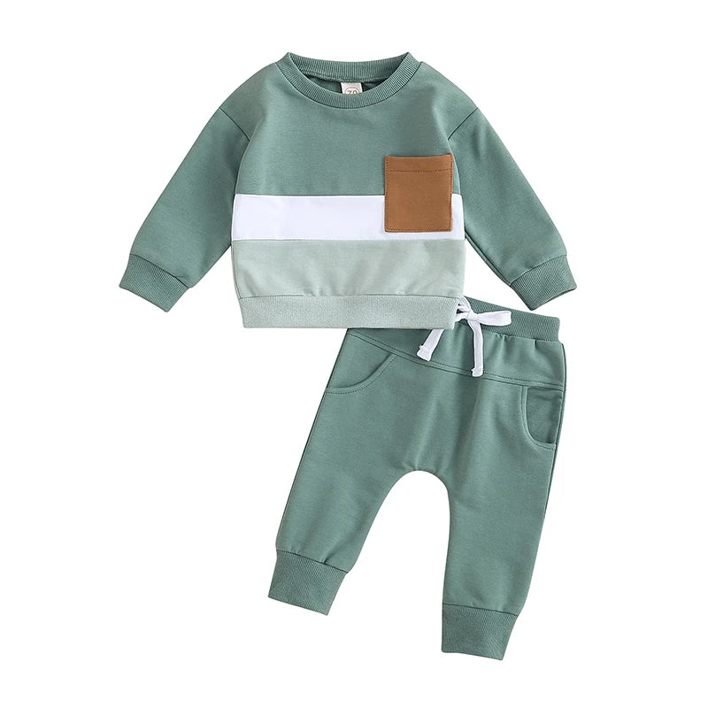 Autumn 2-Piece Cotton Outfit Set for Newborns - Rainbow Top and Pants for Boys and Girls