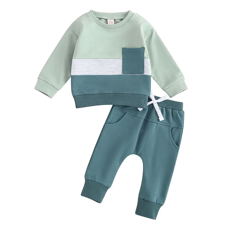 Autumn 2-Piece Cotton Outfit Set for Newborns - Rainbow Top and Pants for Boys and Girls