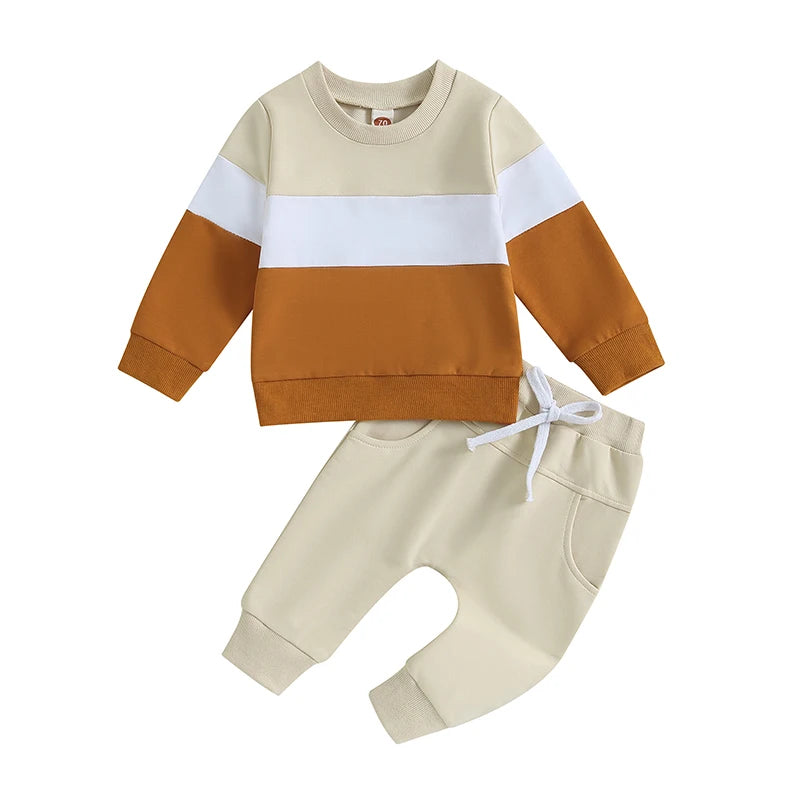 Autumn 2-Piece Cotton Outfit Set for Newborns - Rainbow Top and Pants for Boys and Girls