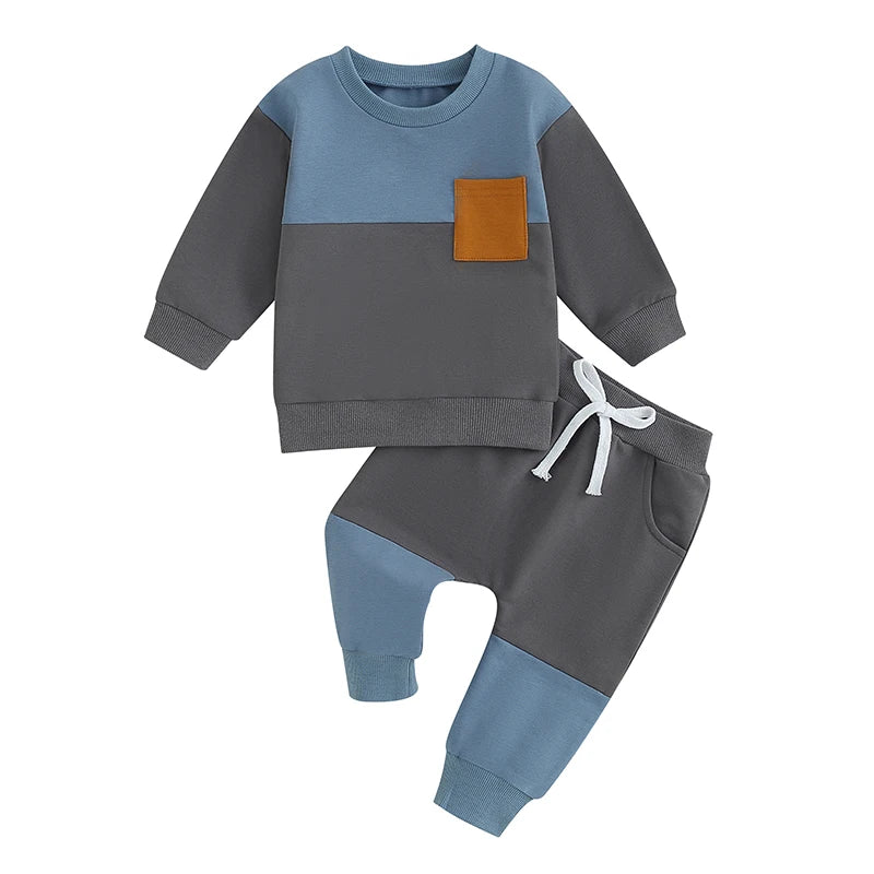 Autumn 2-Piece Cotton Outfit Set for Newborns - Rainbow Top and Pants for Boys and Girls