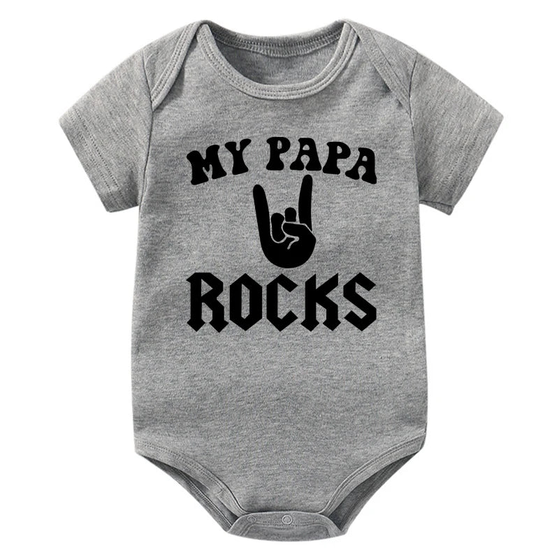 Newborn Baby Short Sleeve Cotton Bodysuit - Born to Rock Infant Jumpsuit for Boys