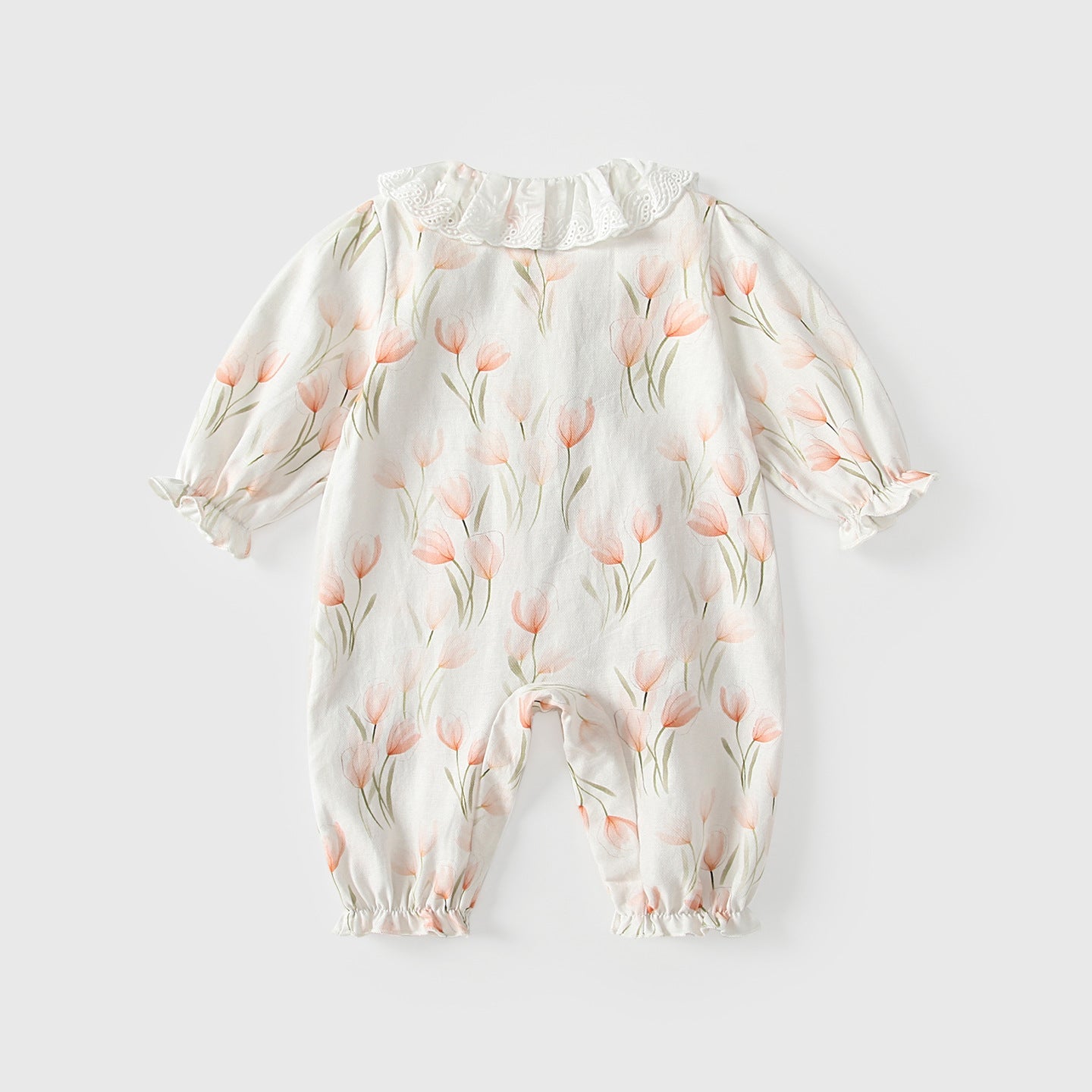 Arrival Autumn Baby Girls Flowers Pattern Long Sleeves Rompers with Collar-1