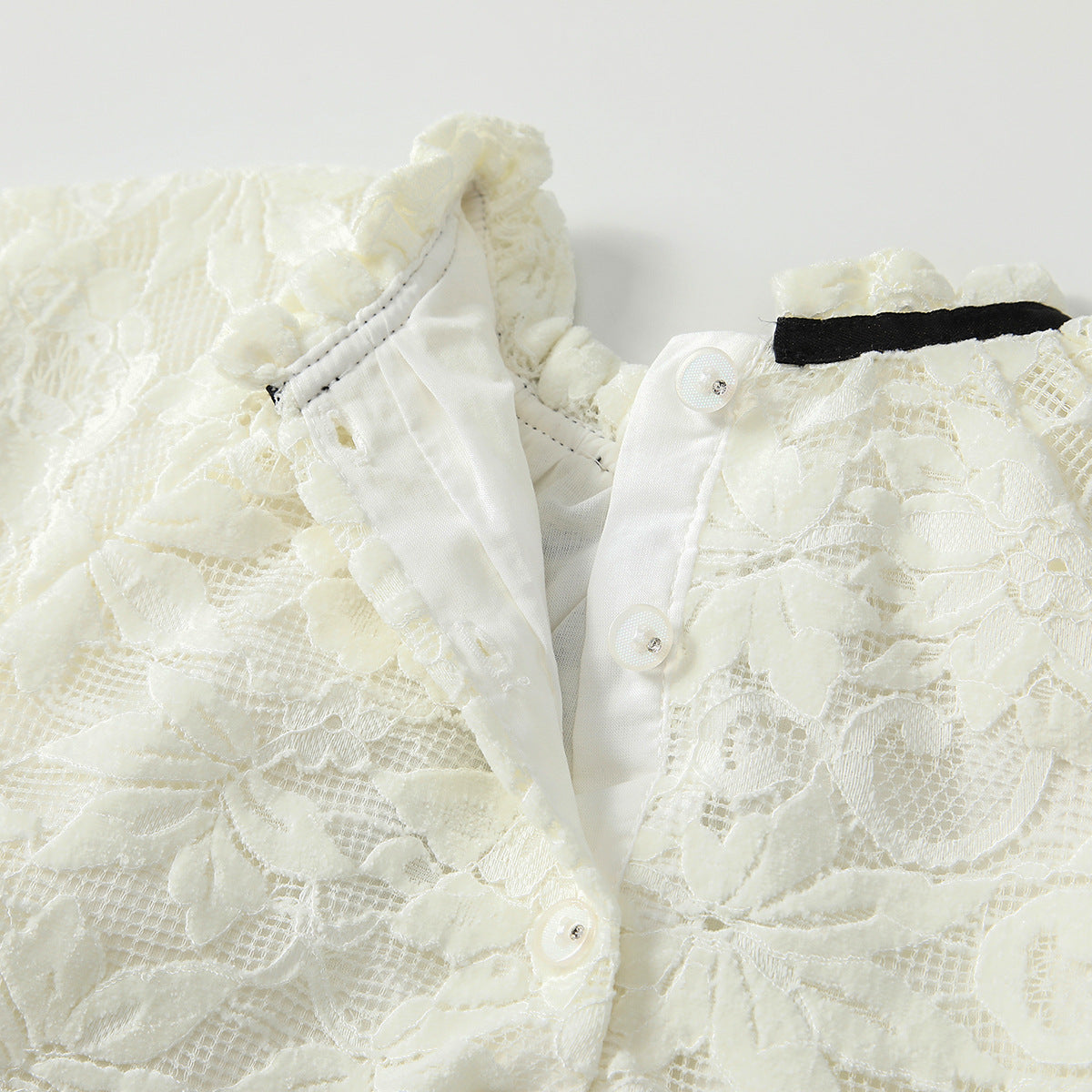 Arrival Autumn Baby Girls Lace and Flowers Long Sleeves Beige Onesies-3