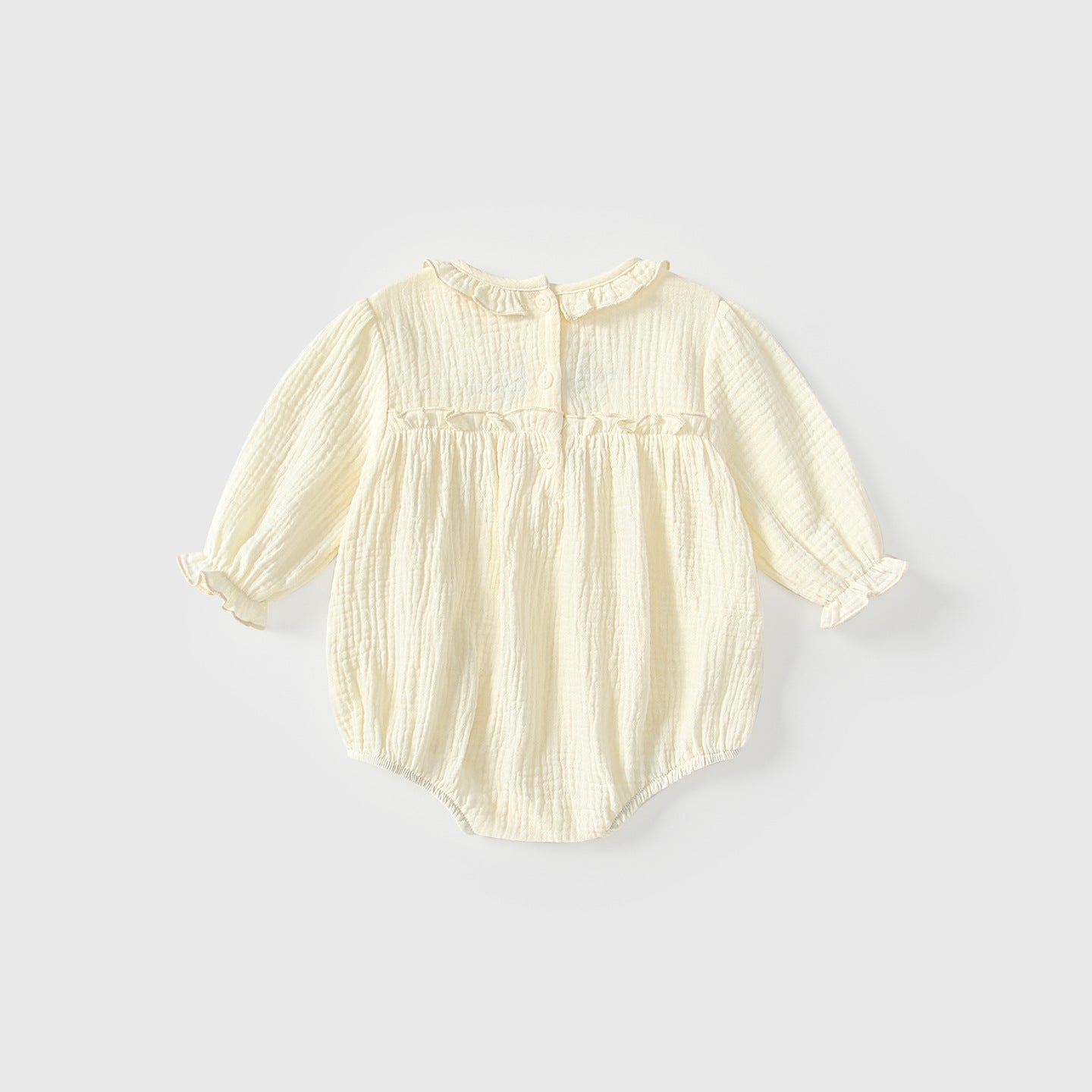 Arrival Autumn Baby Girls Flowers Embroidery Long Sleeves Onesies with Collar-3