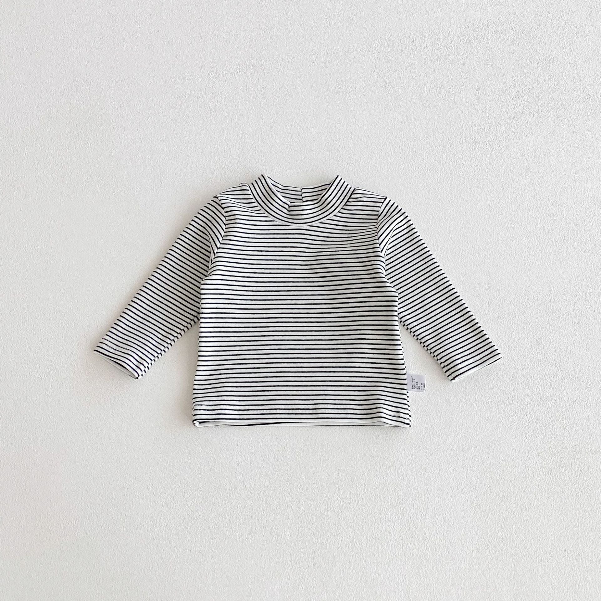 Autumn and Spring Arrival Kids Unisex Casual Striped Long Sleeves Turtleneck Top-5