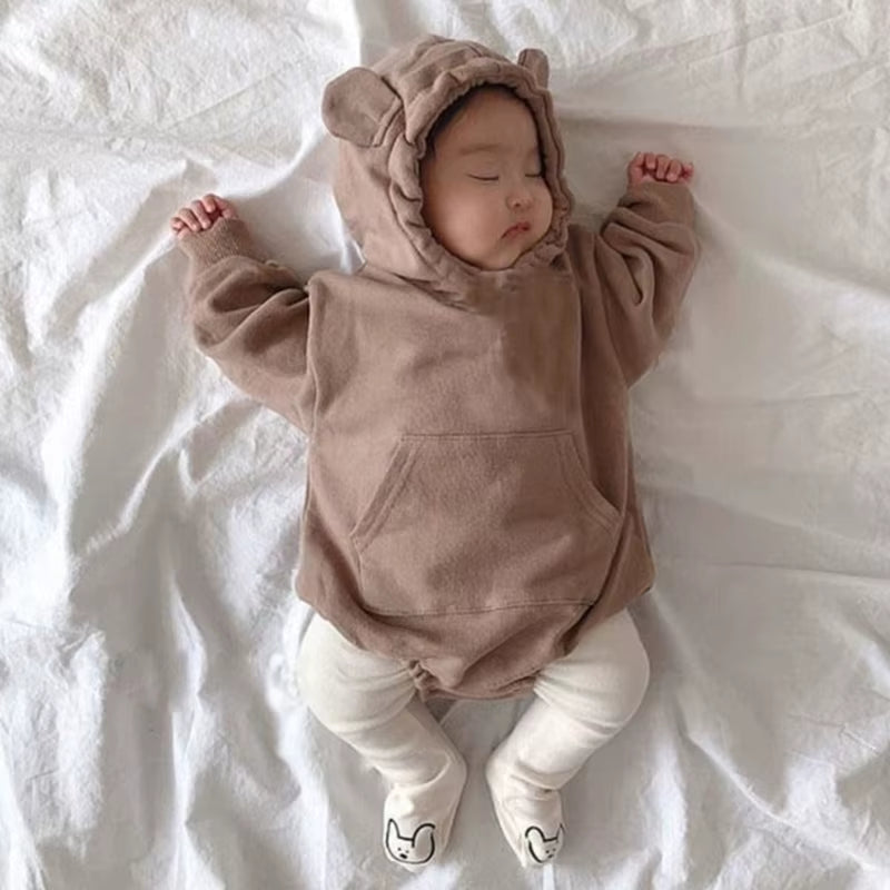 2022 Baby Girls' Velvet Winter Jumpsuit - Casual Cotton Hoodie for Active Play and Climbing