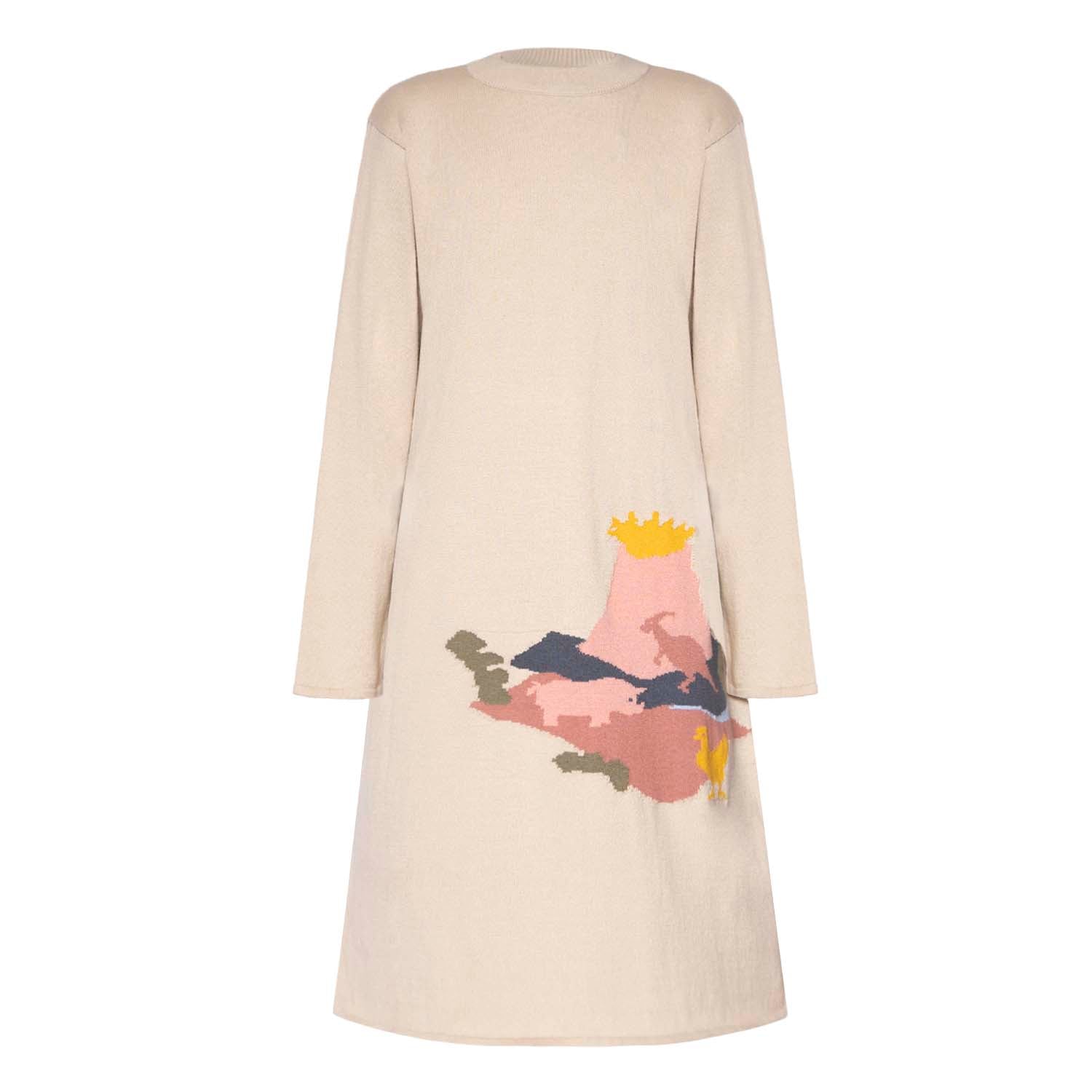 Beige gebreide jurk voor meisjes-0