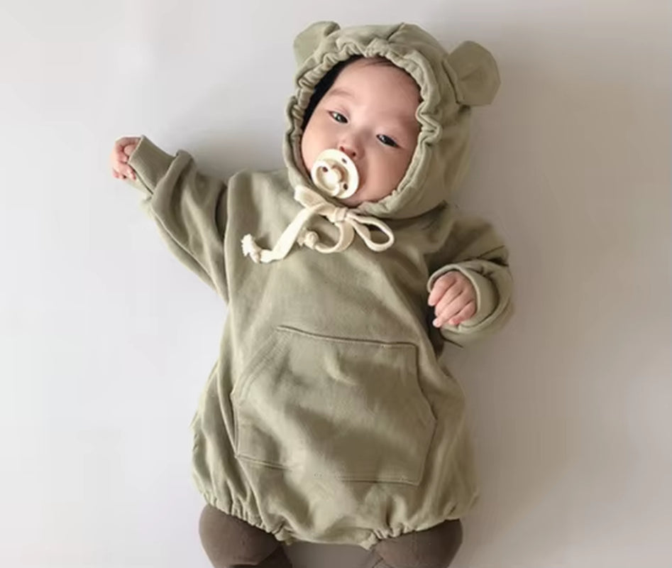 2022 Baby Girls' Velvet Winter Jumpsuit - Casual Cotton Hoodie for Active Play and Climbing